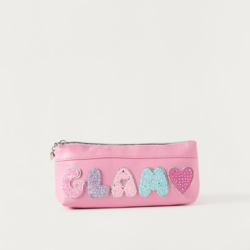 OMG Pouch - Multi Glitter Hearts - 1Cmprt (Pvc) Pink \ 3.75X8.50X2.00 - Image 1